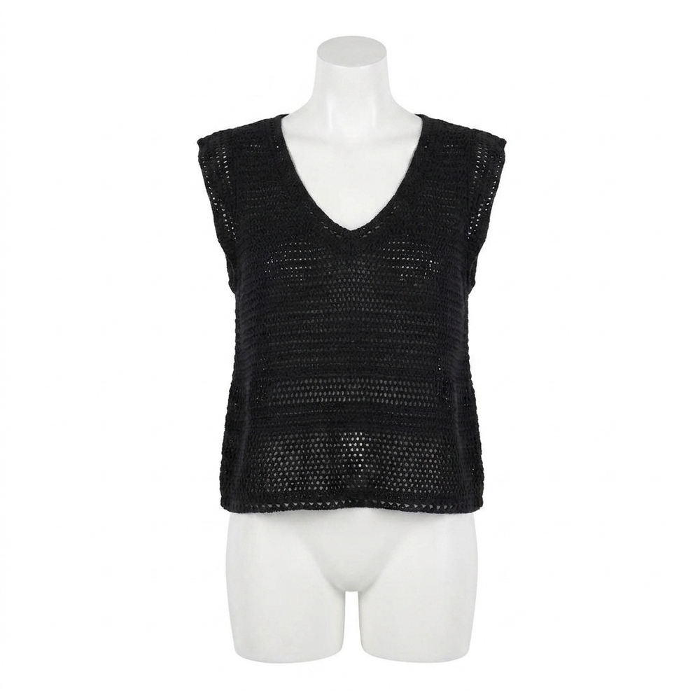 NEW BELLA DAHL v-neck crochet top in black